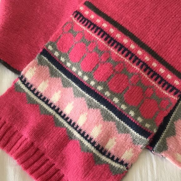 Gap Mohair Blend Winter Scarf and Hat Set Pink & Grey Fair Isle Pattern One Size - Picture 2 of 9